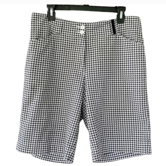 Nike Golf Houndstooth Athleisure Fit Dry Bermuda Shorts Size 8 Black-White - Picture 1 of 8